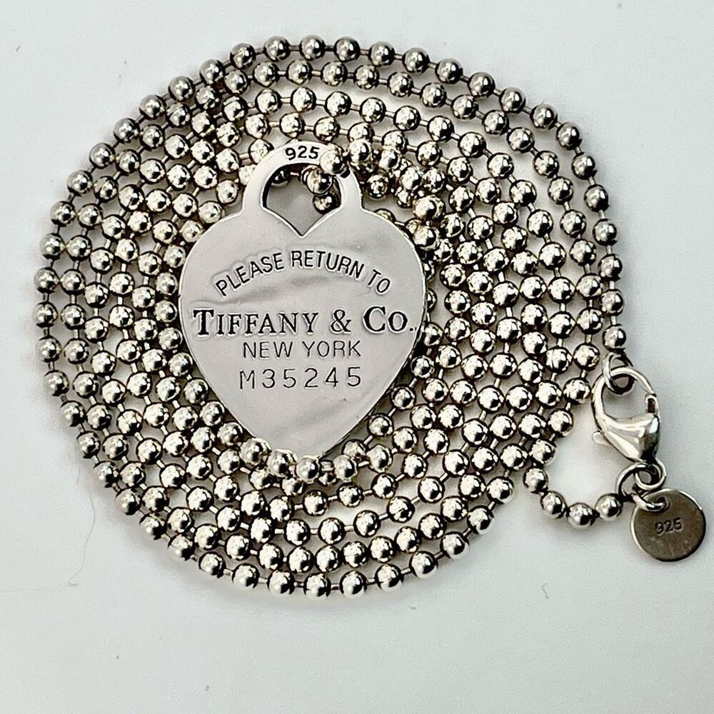 Tiffany & Co. Beaded 34” Chain Return to Tiffany Heart Tag Necklace in Silver - Picture 15 of 16